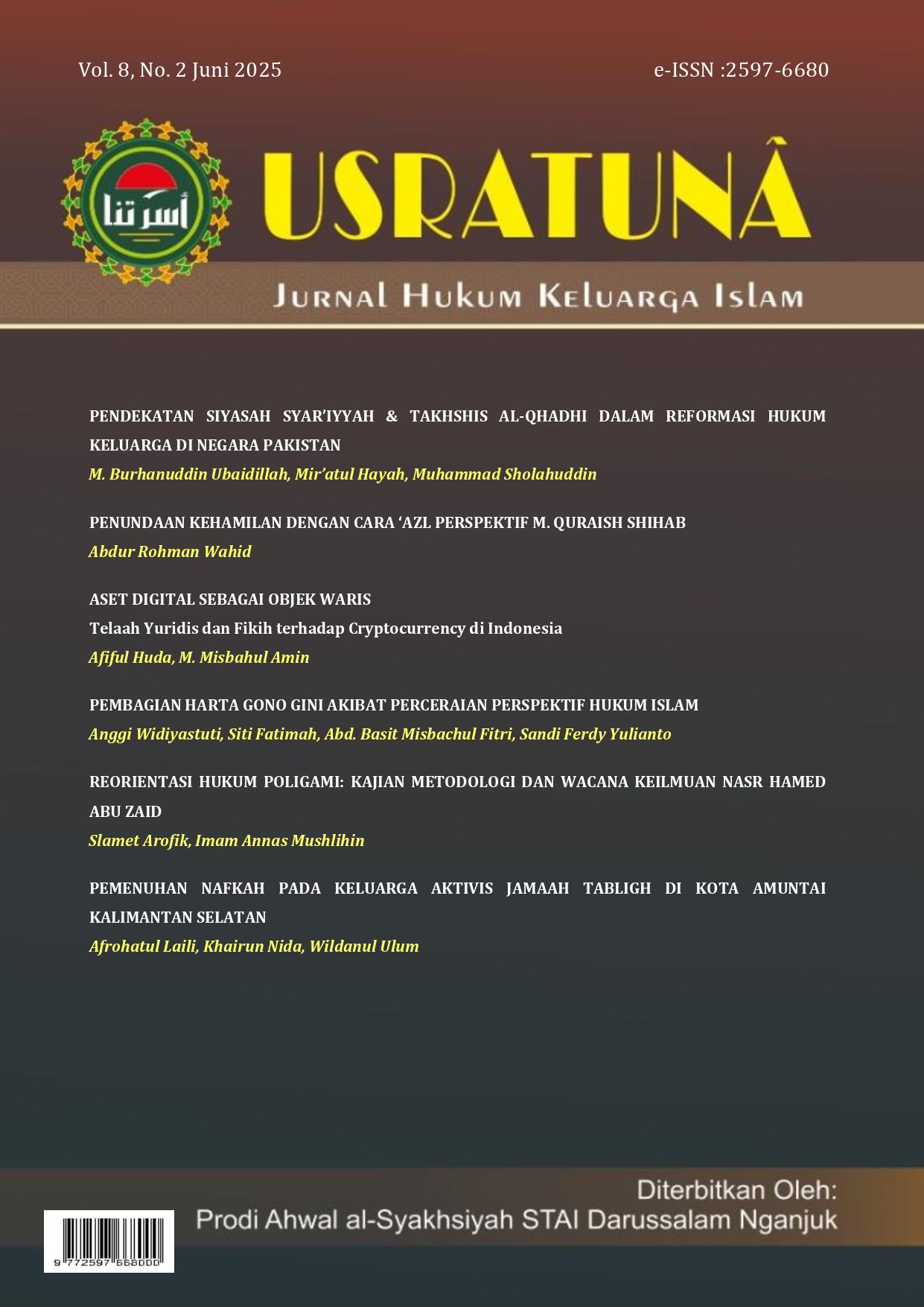View Vol. 8 No. 2 (2025): USRATUNA: Jurnal Hukum Keluarga Islam